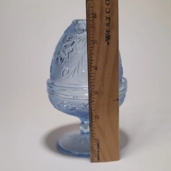 Tiara Blue Chantilly Sandwich Indiana Glass Fairy Lamp Candle Tea Light 2 Piece - Picture 6 of 7